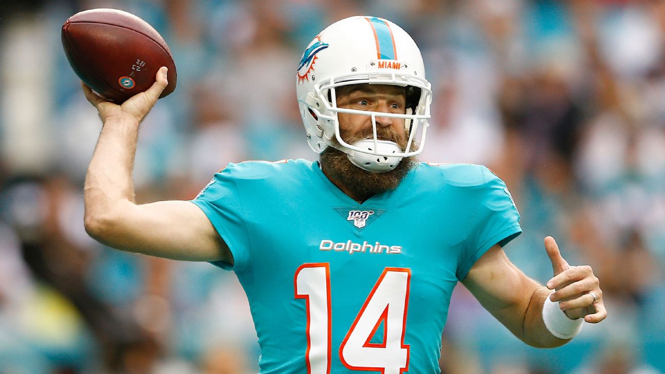 Dolphins name QB Ryan Fitzpatrick starter, Tua Tagovailoa as backup - ESPN