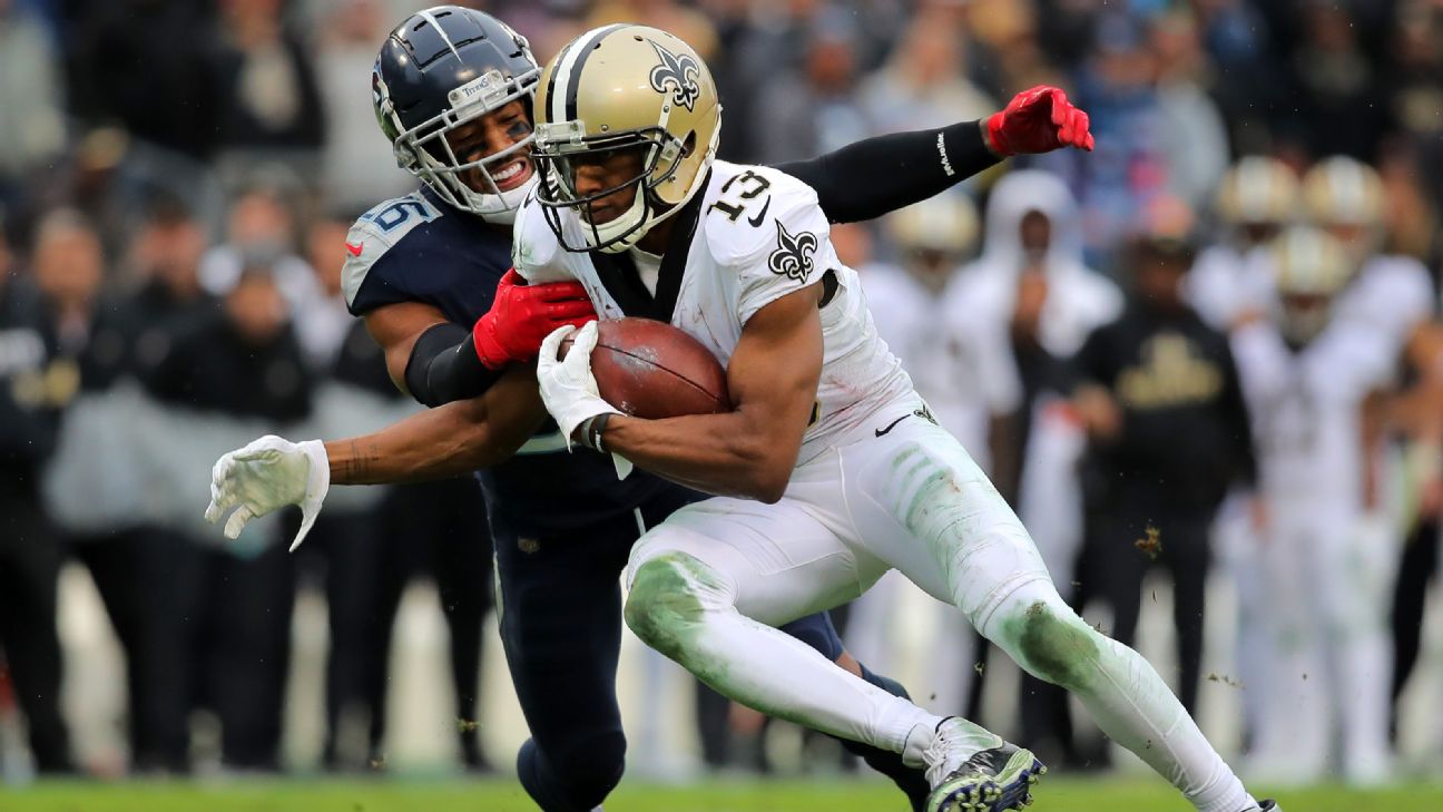 Michael Thomas New Orleans Saints Unsigned Catching A Touchdown Pass Photograph