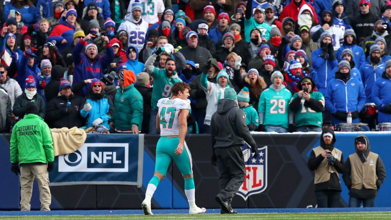 Buffalo Bills linebacker Kiko Alonso warms up before an NFL football game  against the New England Patriots Sunday, Dec. 29, 2013, in Foxborough,  Mass. (AP Photo/Steven Senne Stock Photo - Alamy