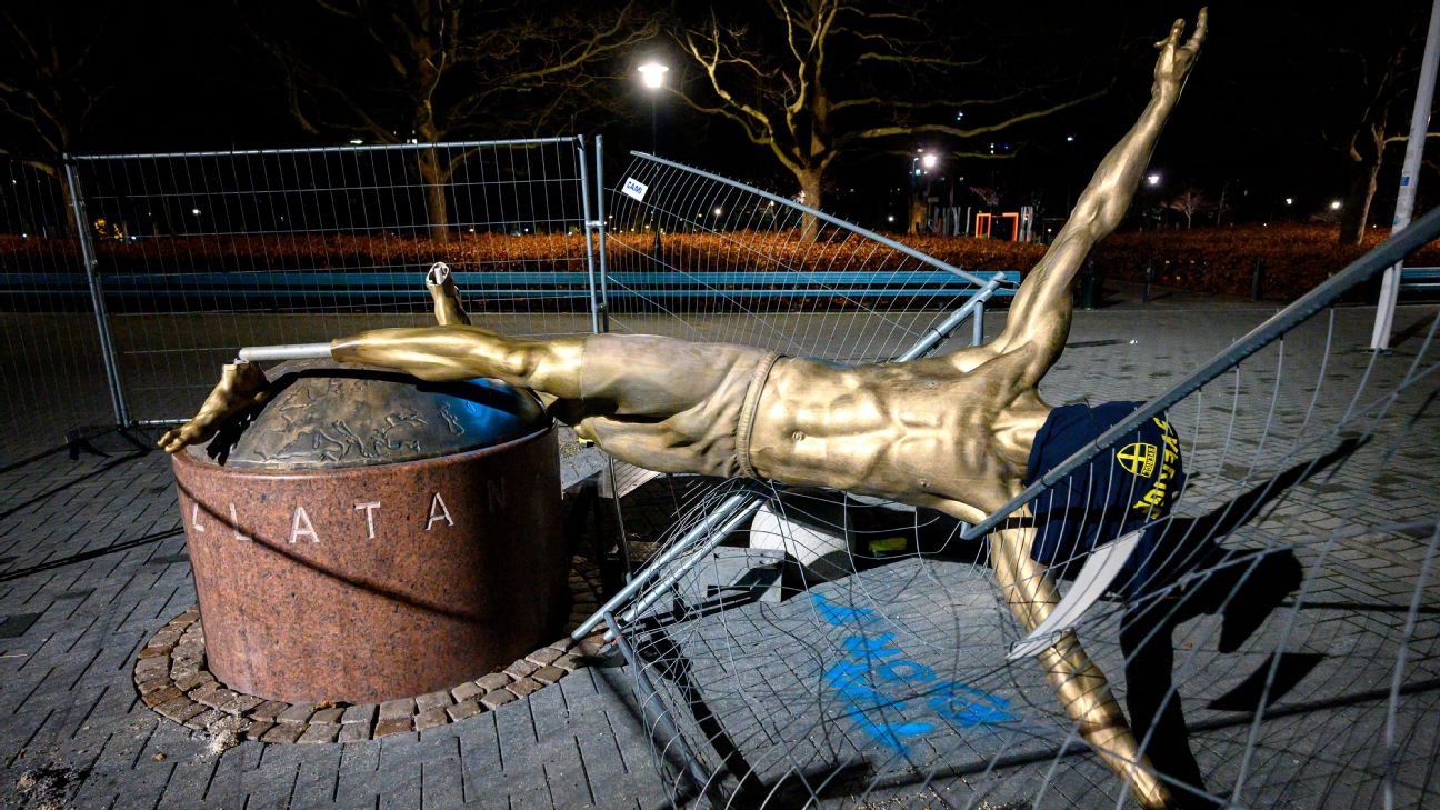Zlatan Ibrahimovic Statue Vandalised For Fourth Time Ankles Sawn Off