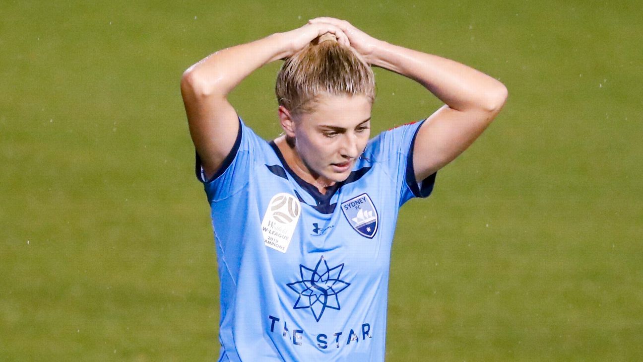 Remy Siemsen reacts during Sydney FC's W-League match against Brisbane Roar. Remy Siemsen reacts during Sydney FC's W-League match against Brisbane Roar.