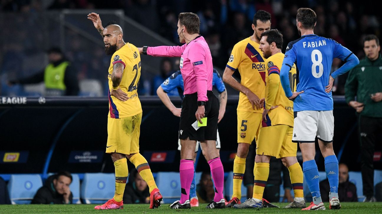 Smuk Anzai halt Griezmann 7 of 10 but Vidal 5 of 10 for red card in Barcelona draw at Napoli