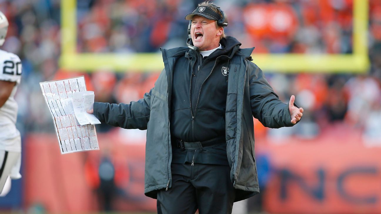 Raiders jon gruden surprises online statistics class at tennessee