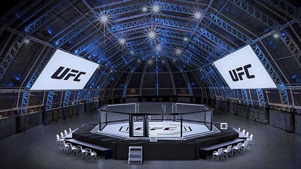 A look at the Fight Island Octagon (courtesy of u/fightographer) r/MMA