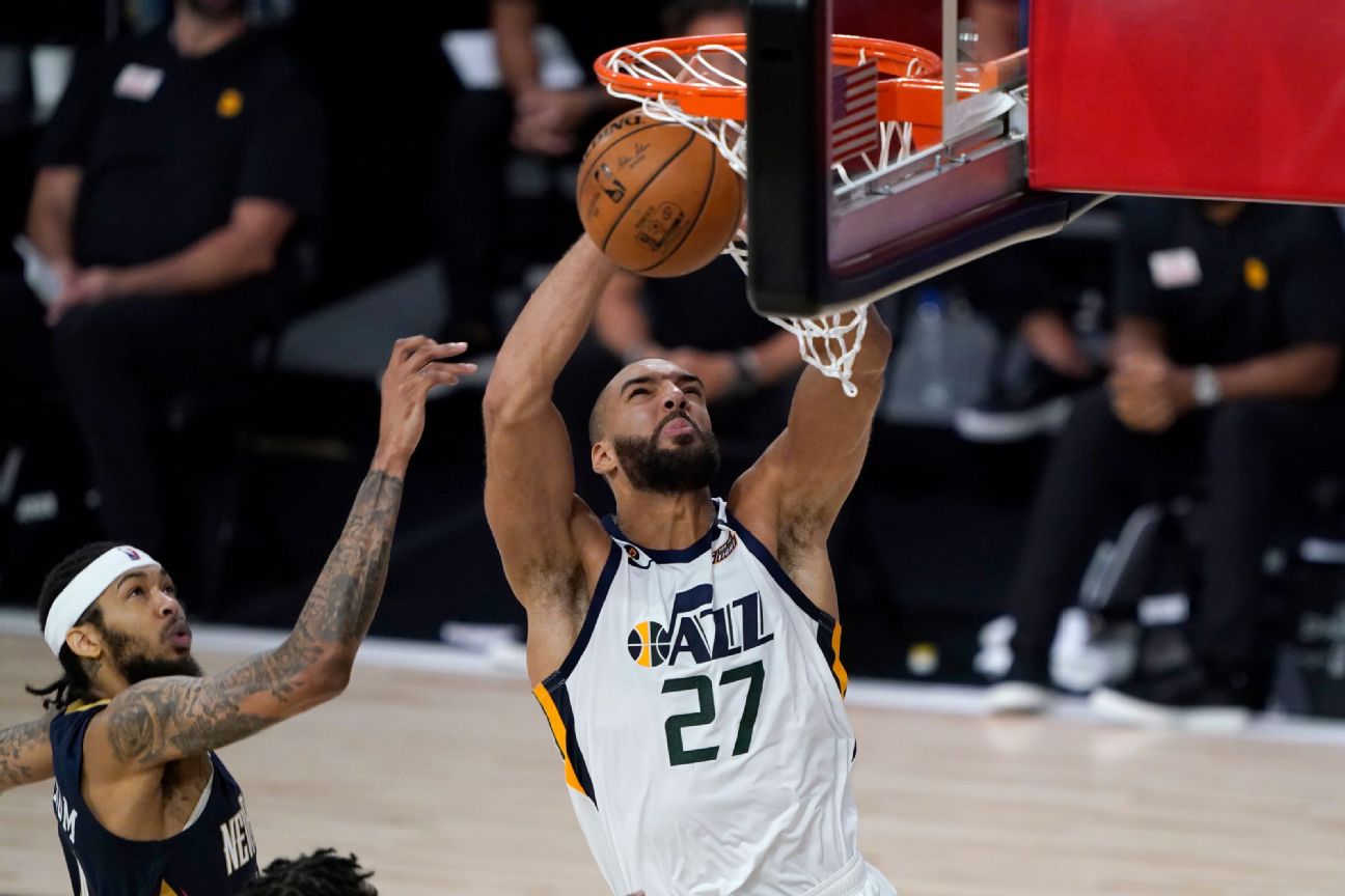 Rudy Gobert Donovan Mitchell Combine Forces Fittingly Lead Jazz
