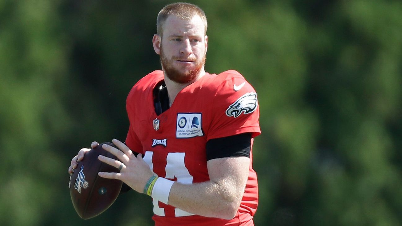 Carson Wentz rocks Commanders, Eagles and Colts gear in new training photos