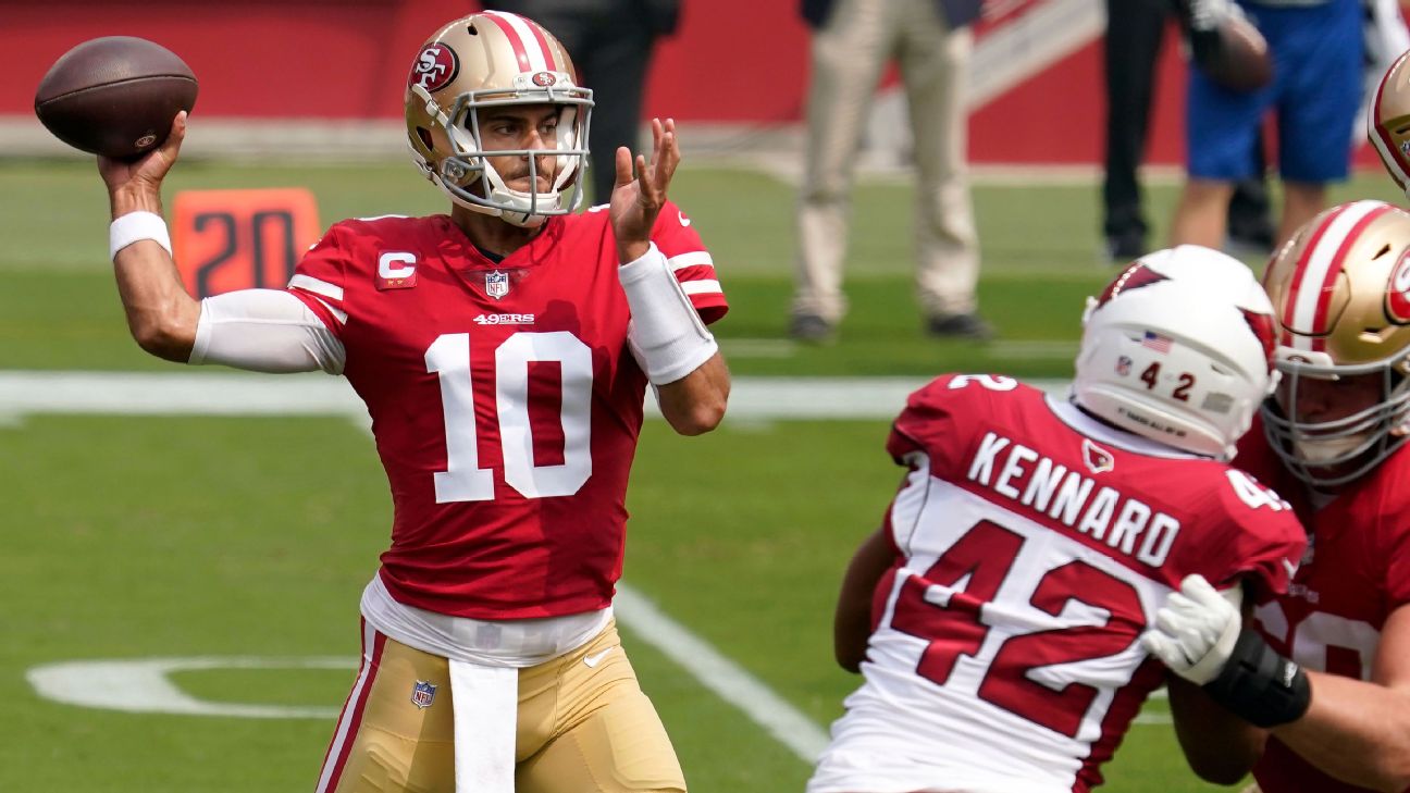 Start # 2 for Jimmy Garoppolo in red - San Francisco 49ers