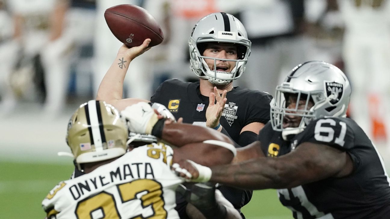 Carr throws TD pass in Saints debut; rookie O'Connell leads Raiders to win