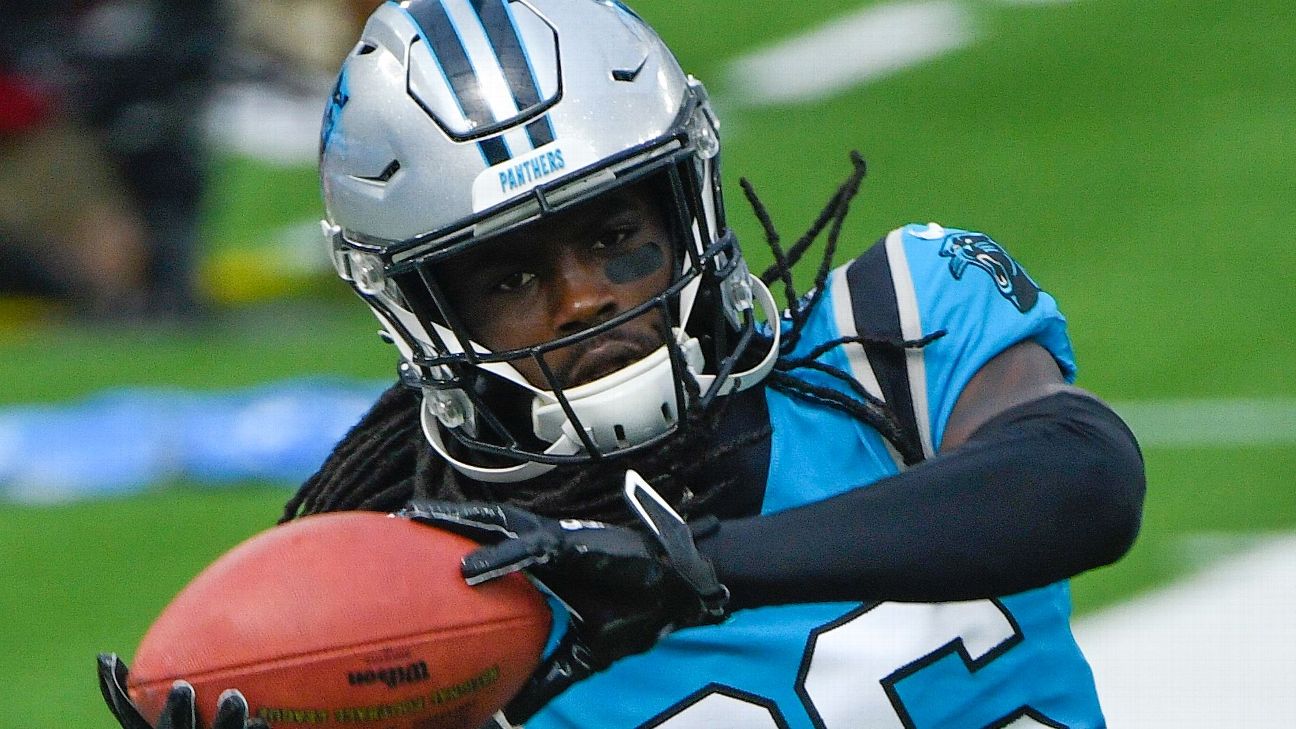 Carolina Panthers cornerback Donte Jackson (26) after an