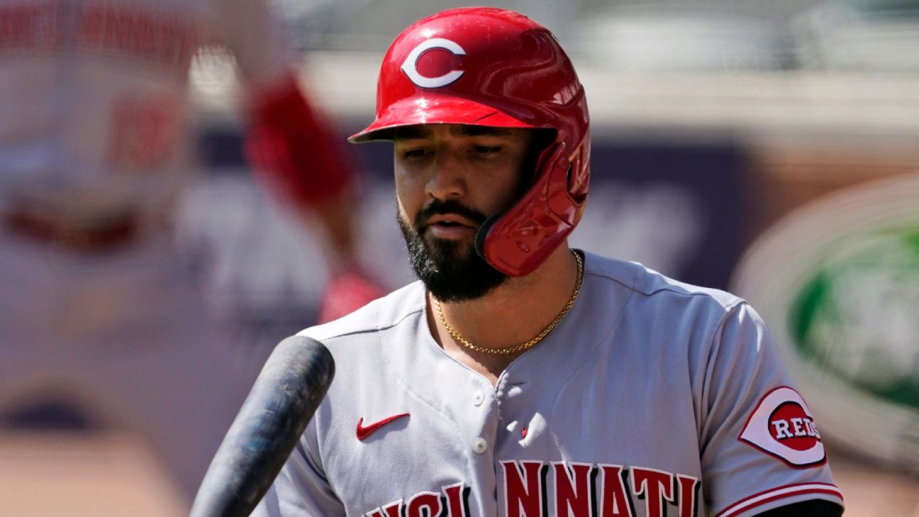Nick Castellanos left the Reds game with a wrist injury