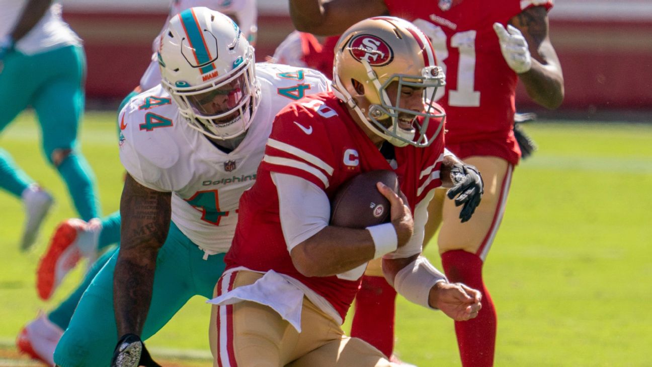 NFC West leading 49ers beat Miami but lose Jimmy G for season