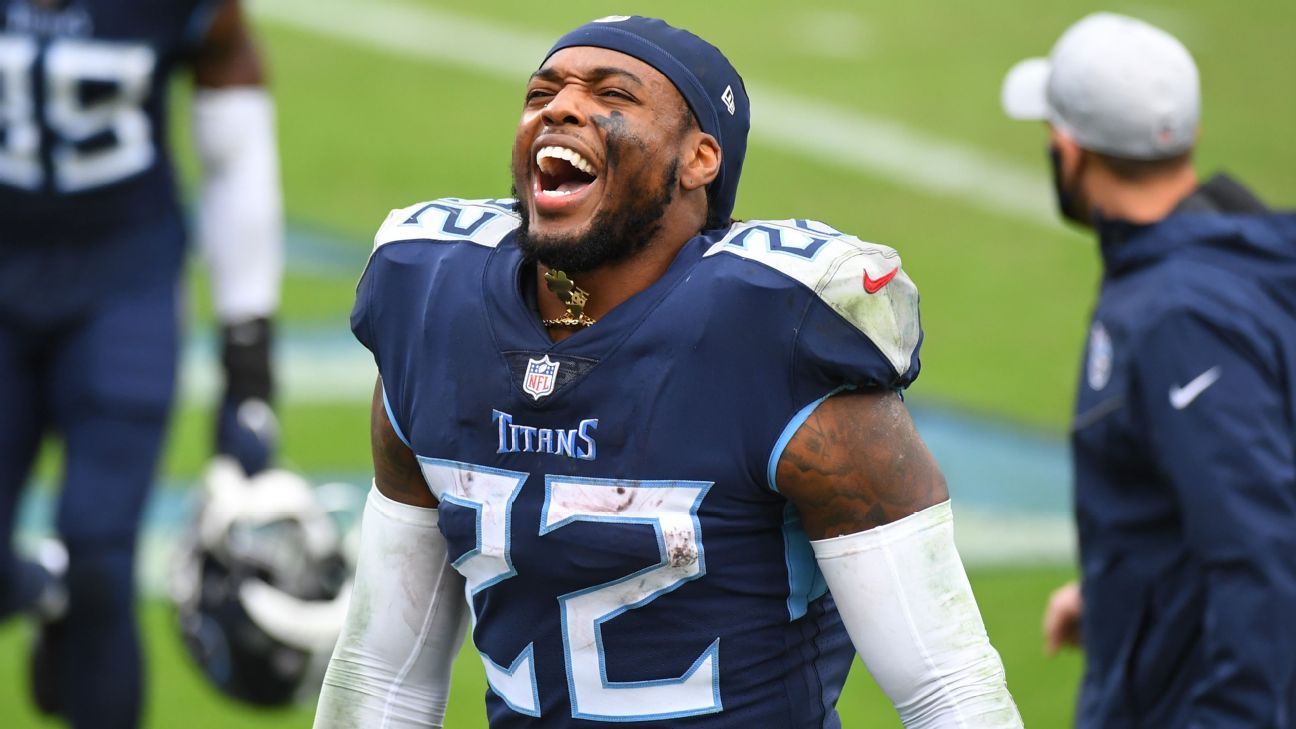 They don't have a chance': Why Derrick Henry's stiff-arm is so effective  for Titans - ESPN - Tennessee Titans Blog- ESPN