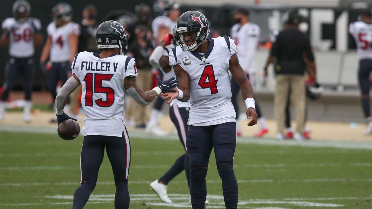 Watson throws 5 TDs, 3 to Fuller; Texans top Falcons 53-32 - The