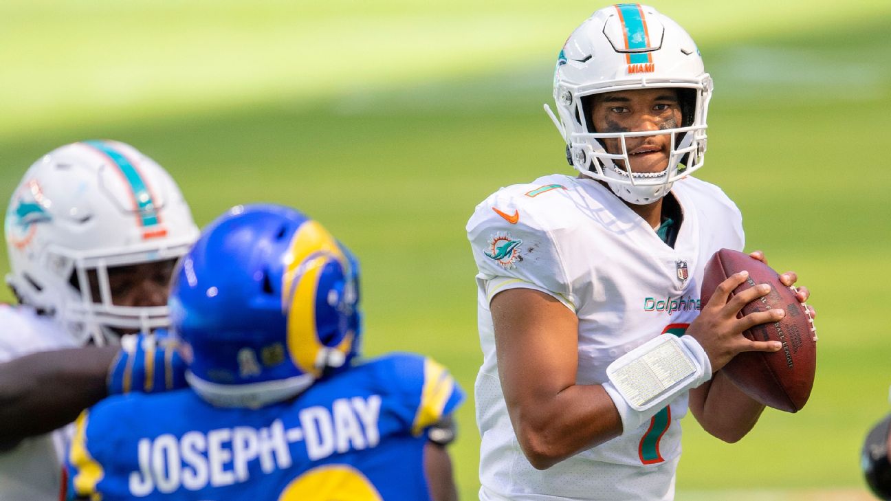 ESPN on X: Breaking: Dolphins head coach Mike McDaniel announced that QB  Tua Tagovailoa will be out this week against the New York Jets. He is still  in concussion protocol.  /