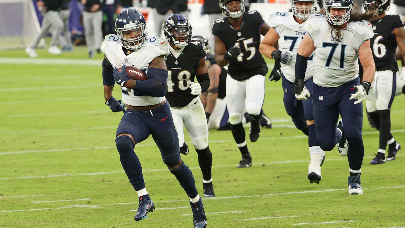 Tennessee Titans 30-24 Baltimore Ravens: Derrick Henry touchdown