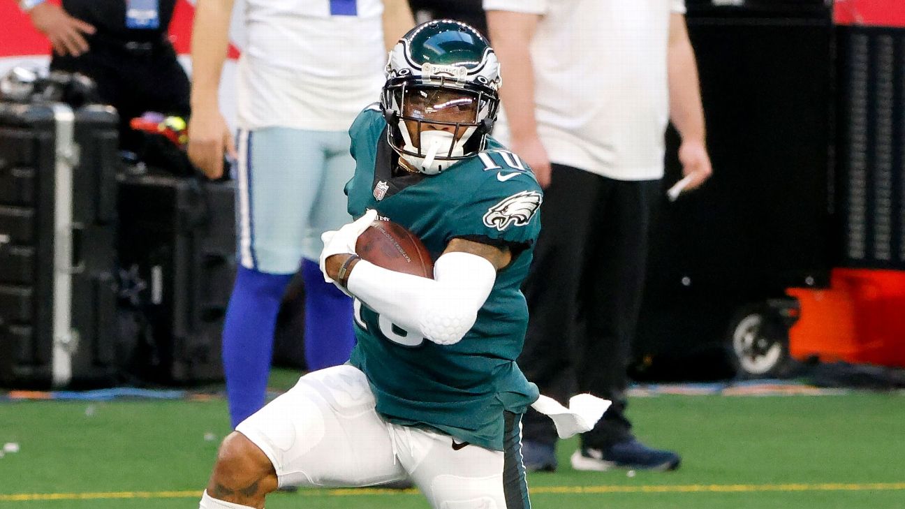 Philadelphia Eagles' DeSean Jackson celebrates his game