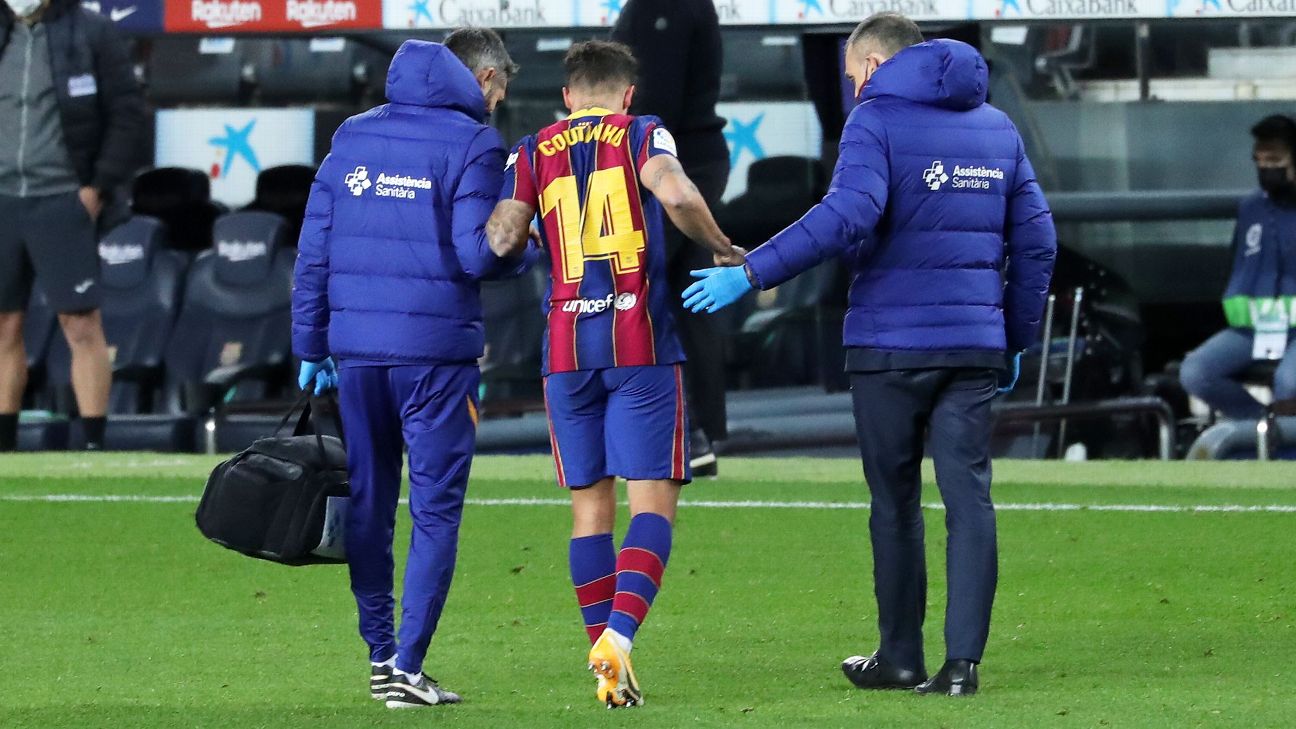 Barcelona's Coutinho out until April with injury