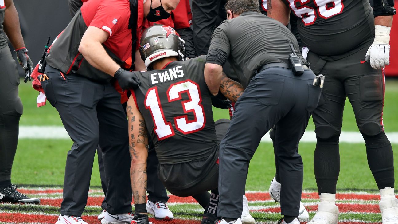 NFC wide receiver Mike Evans of the Tampa Bay Buccaneers (13) celebrates  his touchdown during t …