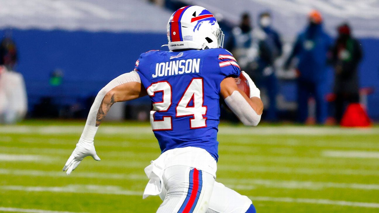 Buffalo Bills cornerback Taron Johnson (24) looks on during the