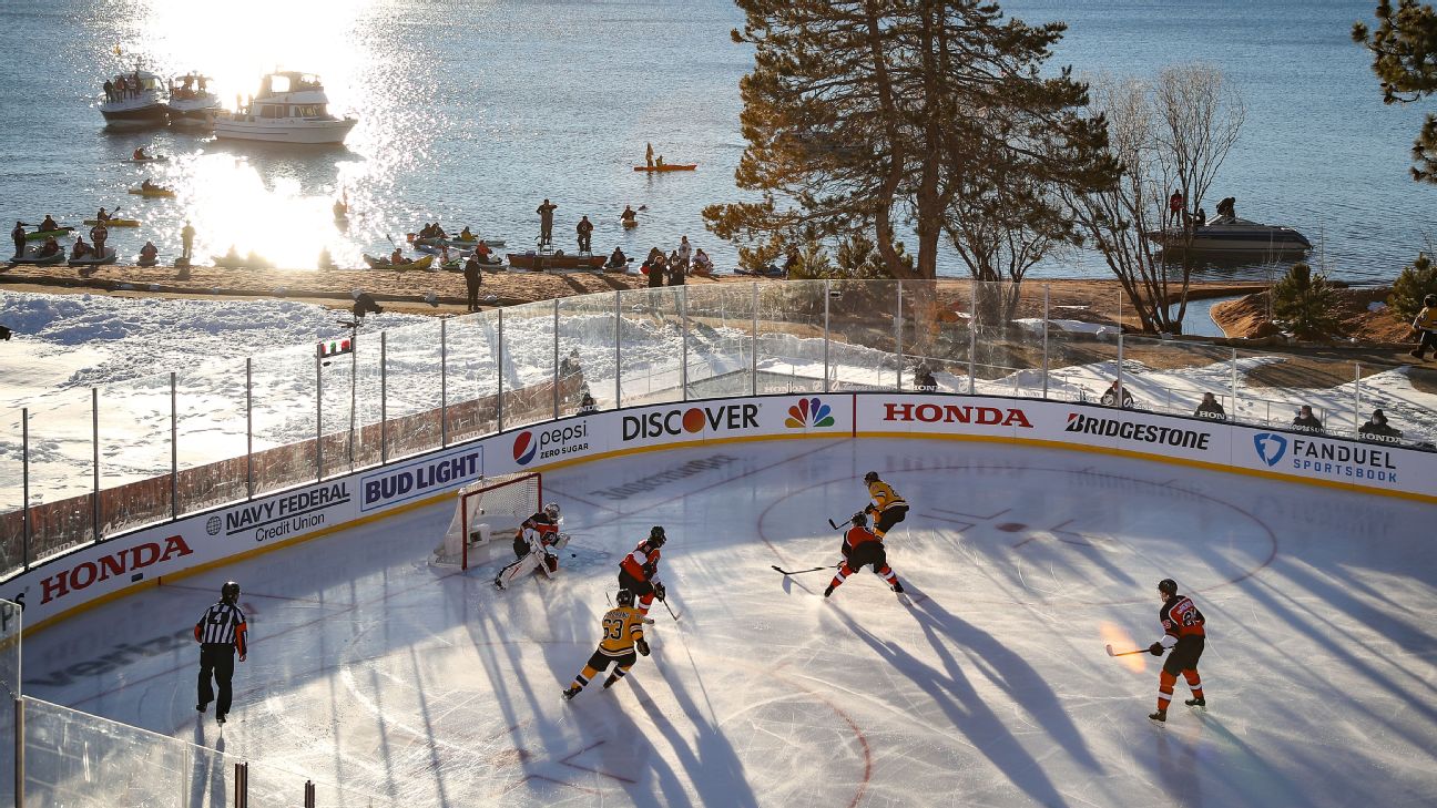 NHL Lake Tahoe game attracts hockey fans in boats (and more) to catch a  free glimpse - ESPN