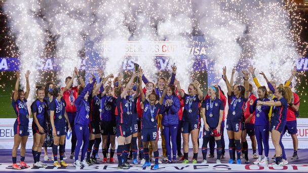 U.S. women's soccer cutouts were in the stands at the women's basketball tournament Elite Eight