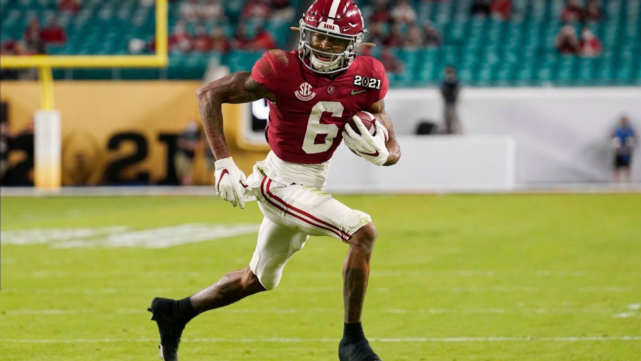 Tua Tagovailoa reacts to Dolphins drafting Jaylen Waddle; Jalen Hurts  excited Eagles take DeVonta Smith 