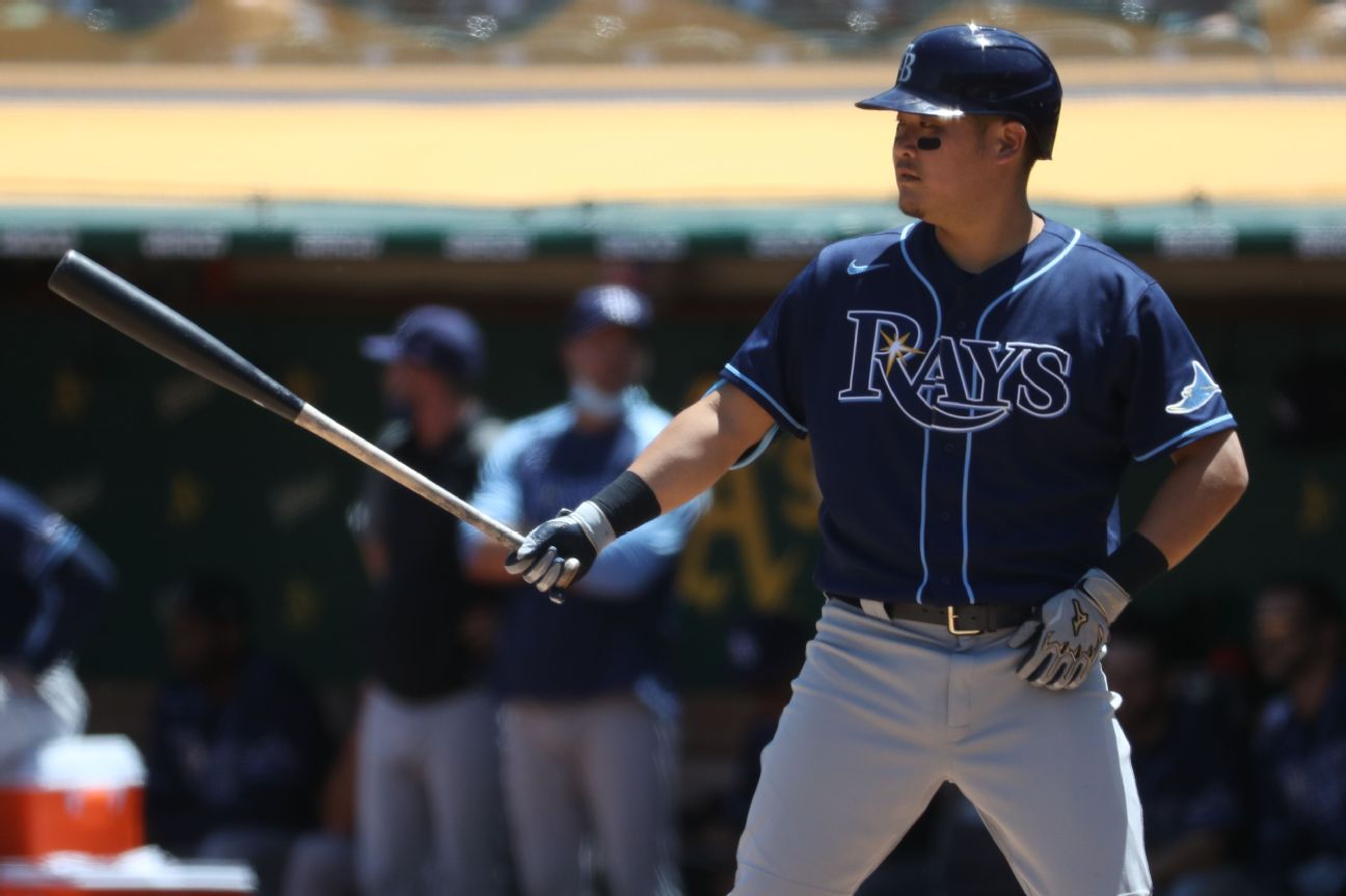 Yoshi Tsutsugo with a two-run home run! His first career MLB home run. This  game ain't over yet folks! #RaysUp