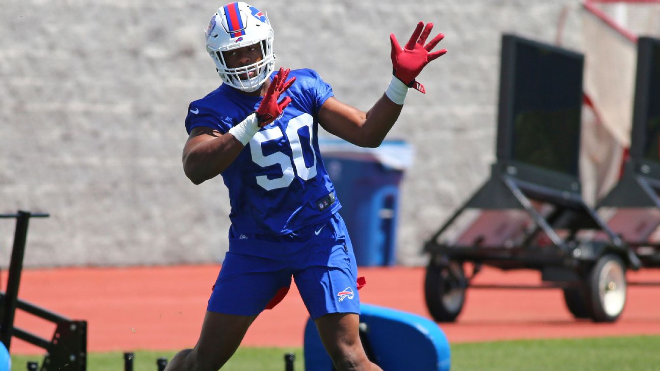 Bills' Tremaine Edmunds doesn't practice Wednesday; Dawson Knox, Spencer  Brown return 