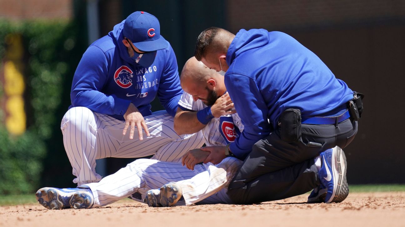 David Bote Just Seriously Hurt His Shoulder on a Slide and He's Out of the  Game (UPDATE: Separated) - Bleacher Nation