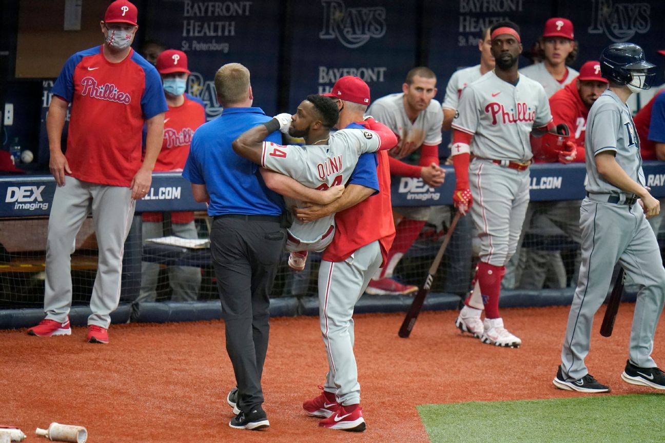Phils' Quinn put on 60-day IL after Achilles injury