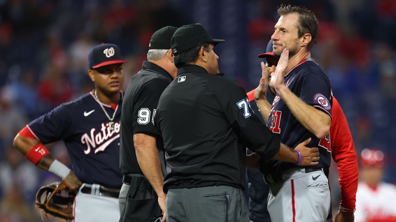 Washington Nationals' Max Scherzer miffed as umpires inspect him 3 ...