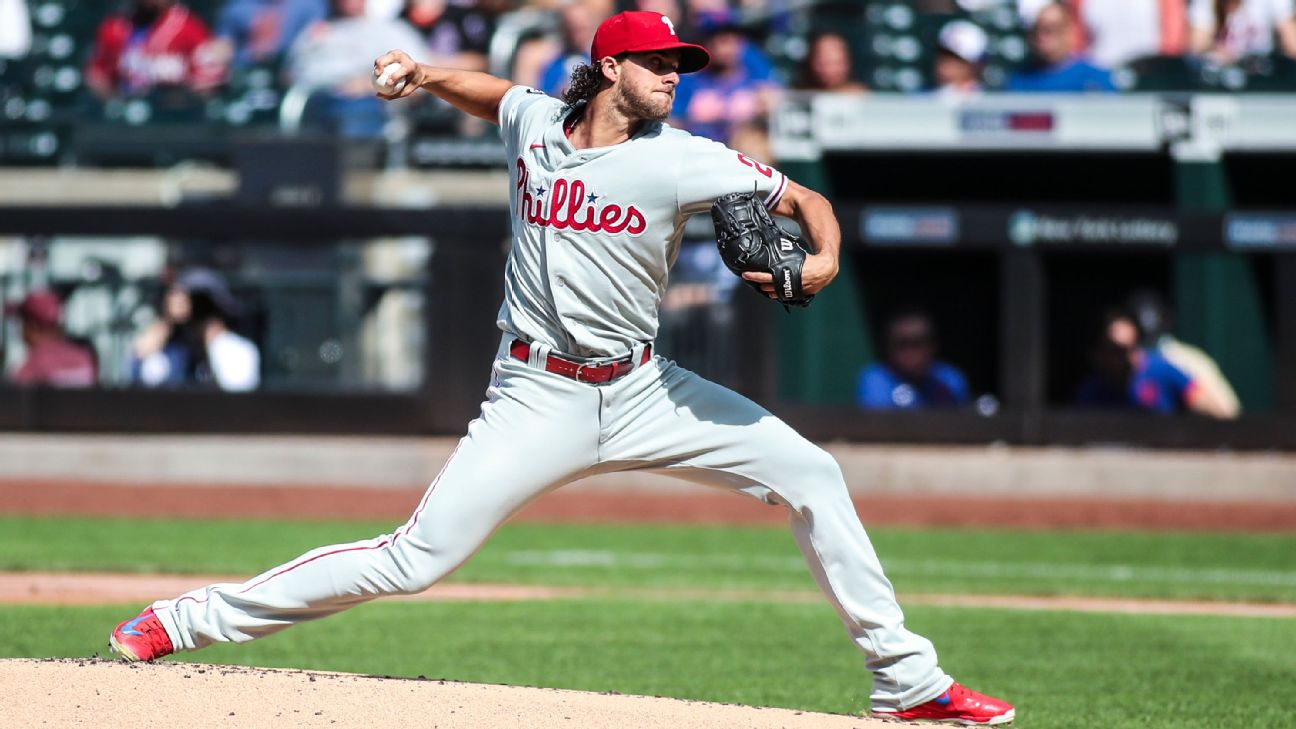 Philadelphia Phillies' Aaron Nola strikes out 10 straight New York Mets