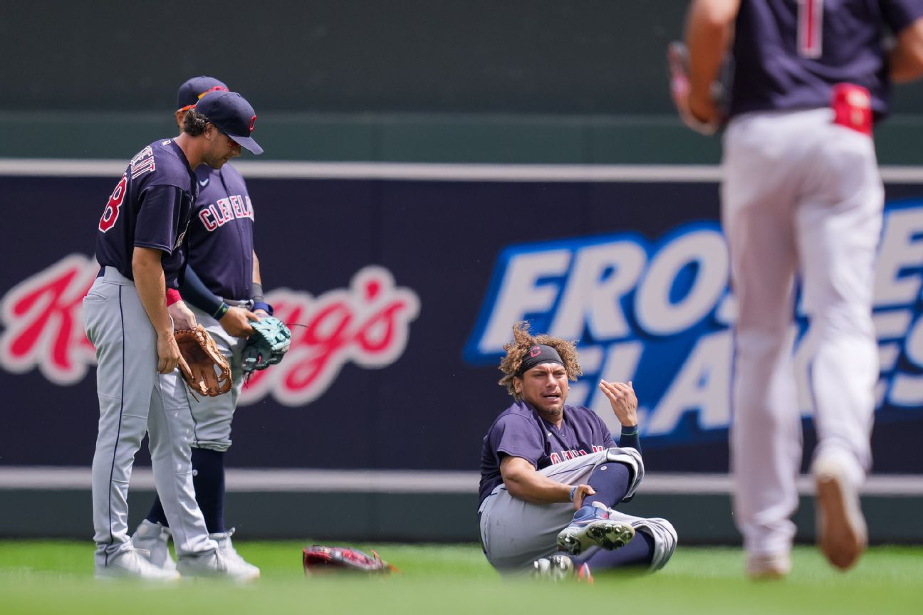 Indians' Naylor has broken ankle after collision