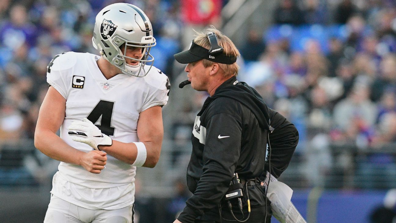 Jon Gruden makes NFL return, offers support to Saints' Derek Carr