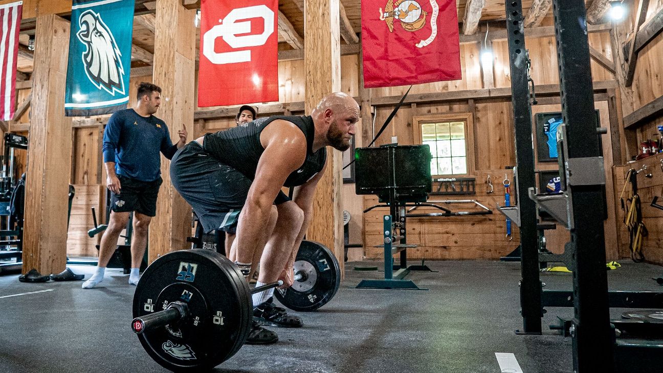 Lane Johnson's 'Bro Barn' has it all - Profanity, puking, lifting, laughter and QB Jalen Hurts - ESPN