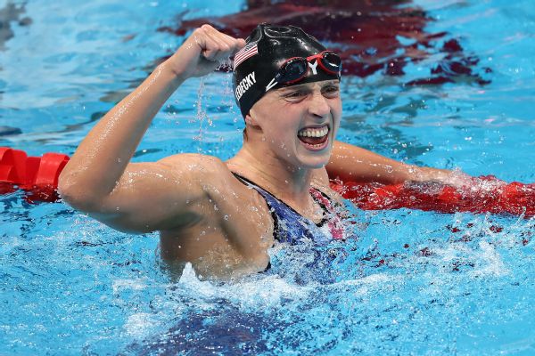 Katie Ledecky s swimming titles  Olympics  Championships  more