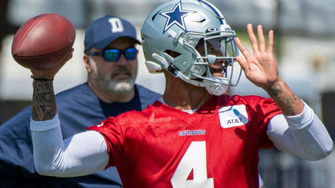 Photos: Dak Prescott connects with new QB Andy Dalton, and more on Day 2 of  Cowboys training camp