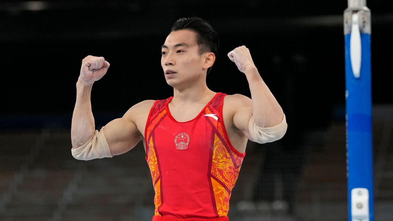 China's Zou Jingyuan wins parallel bars, Japan's Daiki