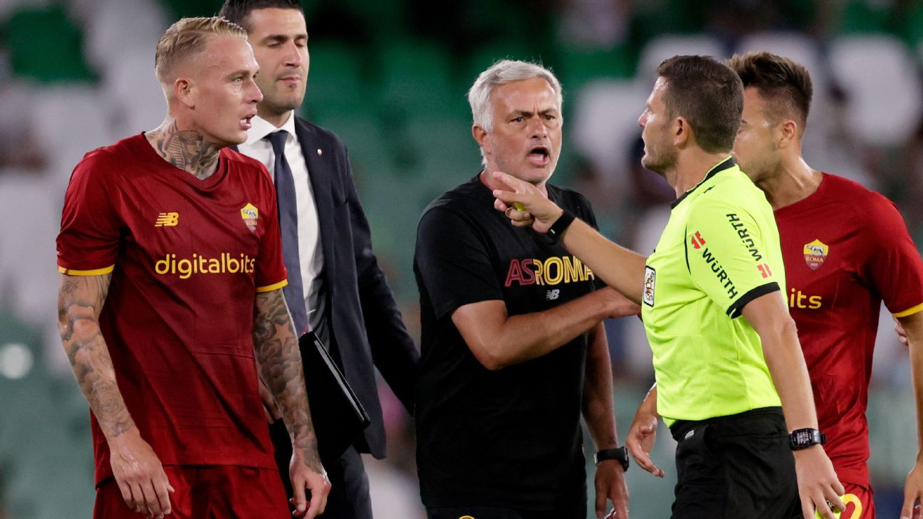 Mourinho among four sent off in Roma defeat