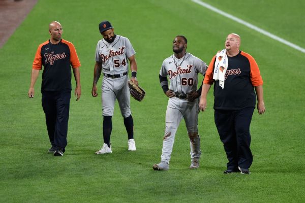 Tigers' Hill, Baddoo examined after scary collision