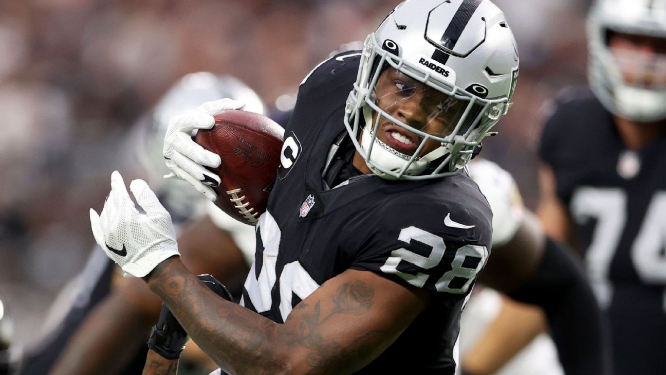 Las Vegas Raiders rule RB Josh Jacobs out vs. Pittsburgh Steelers because  of toe and ankle injuries - ESPN