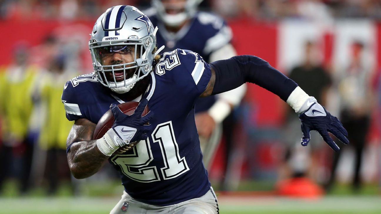 Dallas Cowboys running back Ezekiel Elliott runs with the ball