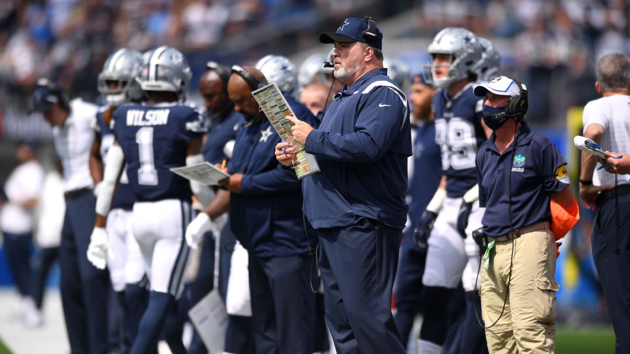 Dallas Cowboys Head Coach Mike McCarthy is seen on the sideline in