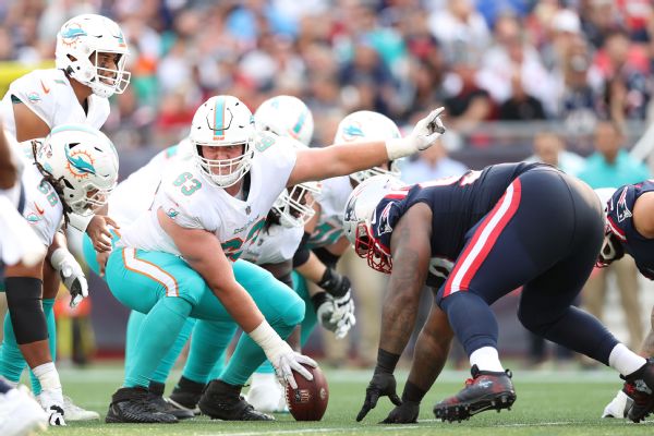 Dolphins center Deiter (foot, quad) out Sunday