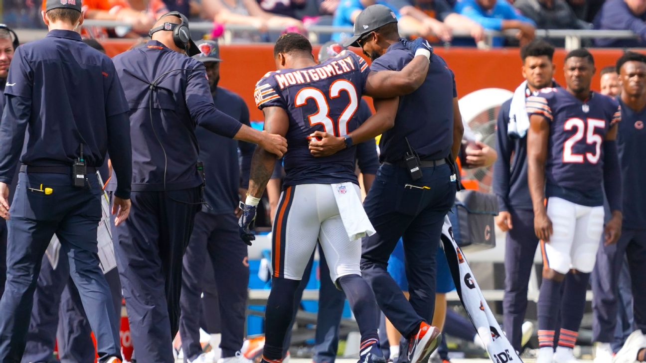 Bears running back David Montgomery out with knee injury