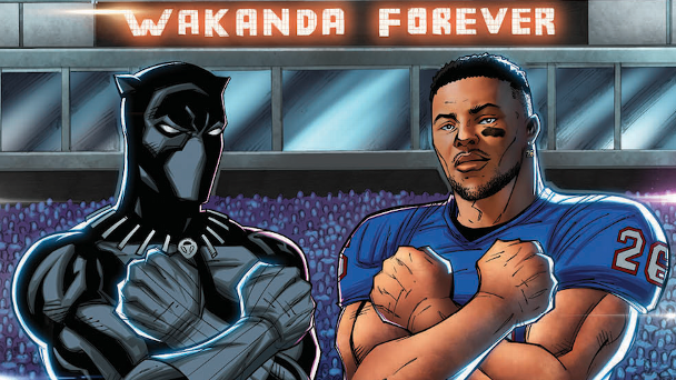 Saquon Barkley featured on a variant cover of the new Black Panther comic