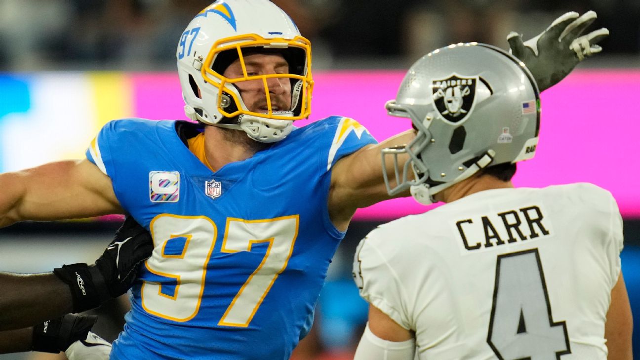 Los Angeles Chargers at Las Vegas Raiders showdown for playoffs flexed to  Sunday night - ESPN