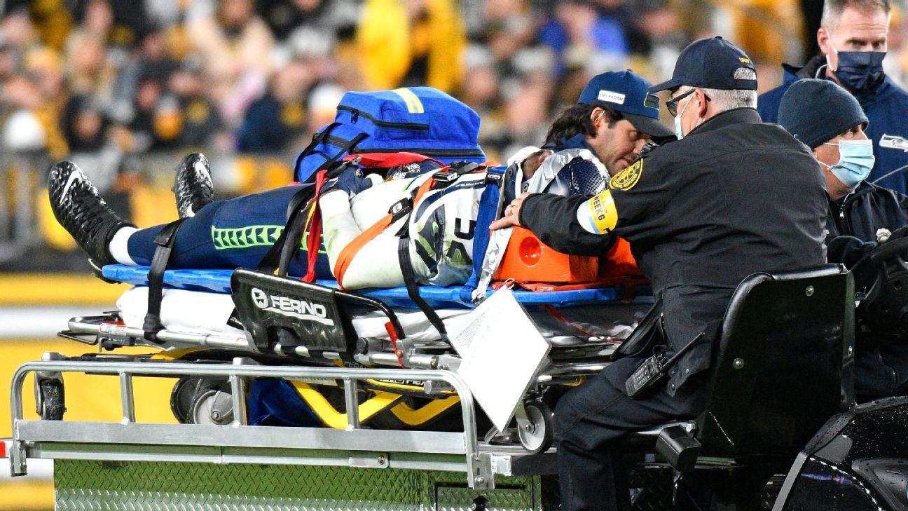 Seahawks pass-rusher Taylor stretchered off field