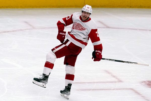 Red Wings rookie Raymond, 19, scores hat trick
