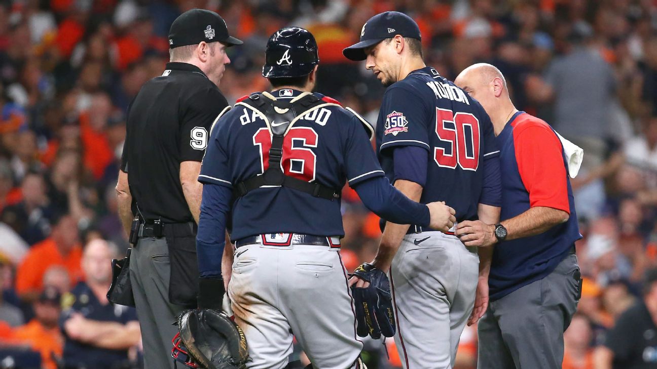 Atlanta Braves' Charlie Morton fractures fibula in Game 1 World Series ...